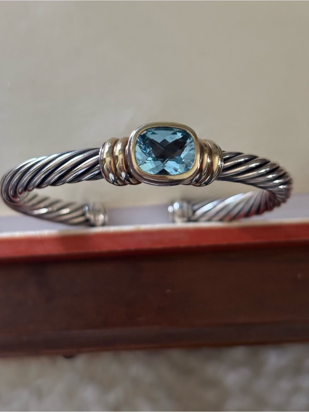 David Yurman Noblesse Bracelet with Blue Topaz and Mixed Metal Accents